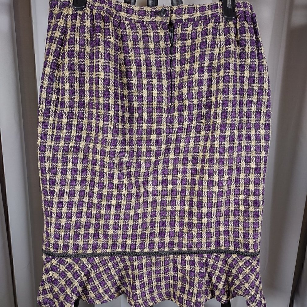 Vintage Y2K JSC Womens 2pc Skirt Suit Sz 12 Purple Cream Boucle 3 Button Lined - Picture 10 of 13
